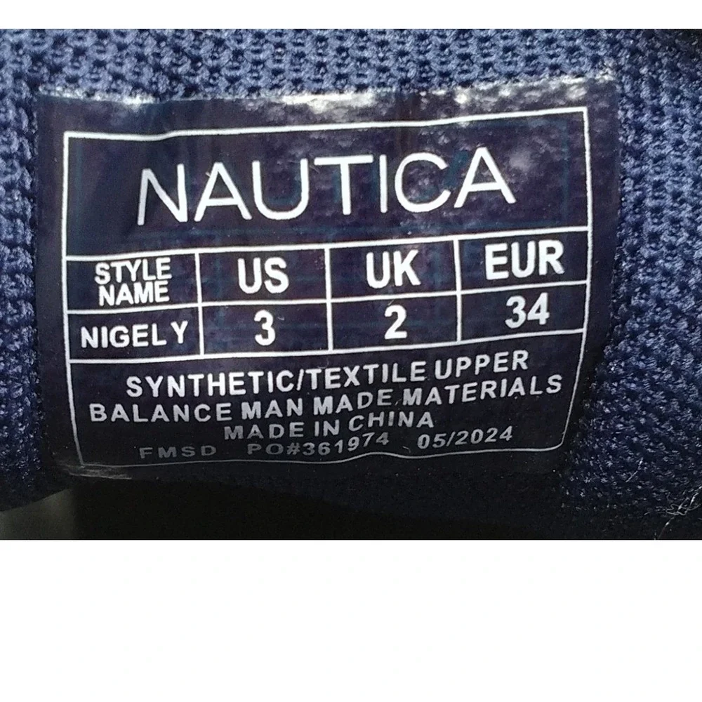 Nautica Nigel Y Kids Sneakers White Navy Red Athletic Shoes Size 3 US Kids